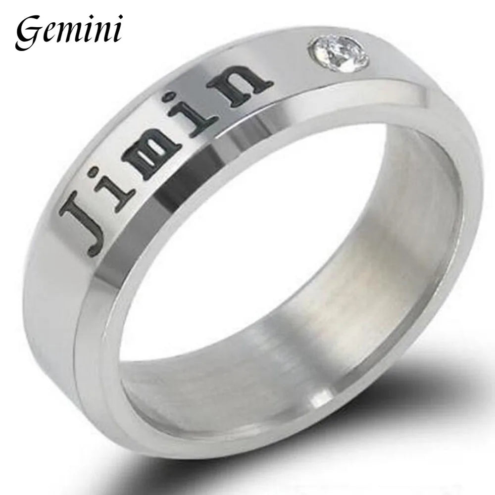 Army Jung Kook J-Hope Jimin Jin Rap Monst Suga V Rm Rhinestone Titanium Steel Finger Ring Original Kpop Jewelry Gifts Inner 18Mm