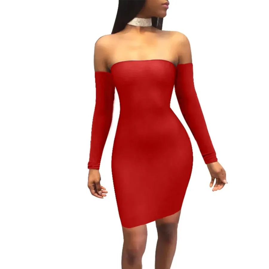 Summer Dress  Back Lace Up Off The Shoulder Mini Dress Women Bodycon Club Dresses Fashion Vestidos