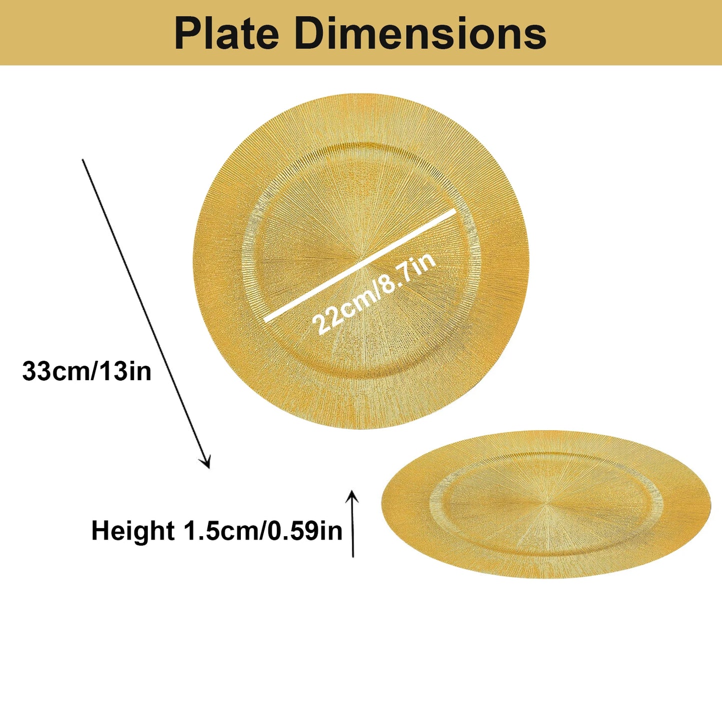 100 Pieces Charger Plates Bulk, 13In Gold/Siver Charger Plate, Decorative Charger Plates For Wedding, Events, Holidays, Parties
