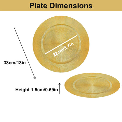 100 Pieces Charger Plates Bulk, 13In Gold/Siver Charger Plate, Decorative Charger Plates For Wedding, Events, Holidays, Parties