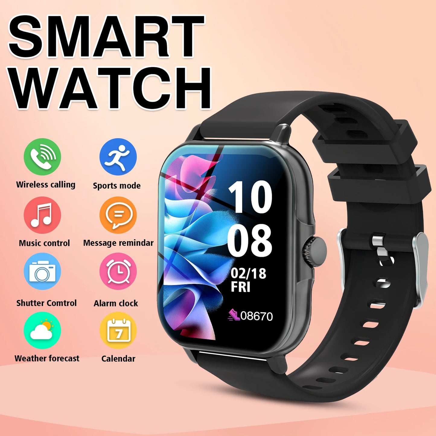 2.01'' Smart Watch With Message Answer Call Sleep Monitoring Sports Pe