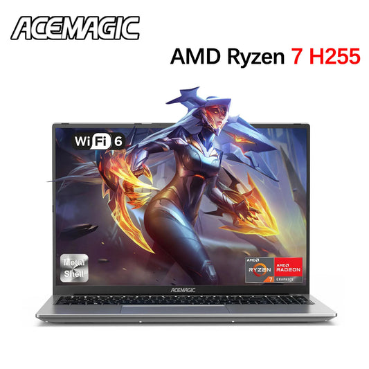 ACEMAGIC Laptop 16 FHD Gaming Laptop AMD Ryzen 7 H255 16GB RAM 512GB SSD Windows 11 Pro Notebook Backlit KB Wifi6 BT5.2