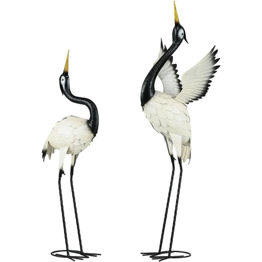 Heron Garden Statues, Standing Bird Sculptures, Metal Yard Art Decor for Lawn, Patio, Backyard, Landscape Decoration