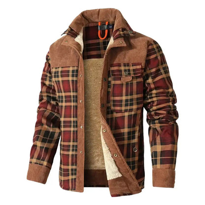Men's Jackets Winter Windproof Warm Casual  Coat Plaid Sherpa Lined Fl
