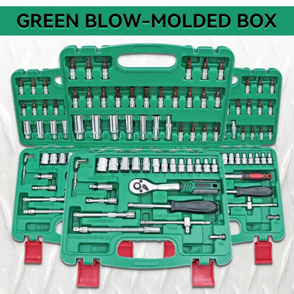 46/53  Ratchet Tool Set, Multi-functional Auto Repair Tool Set, equipped with torque wrench, screwdriver and portabl