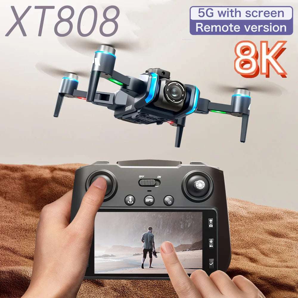 NEW XT808 Screen Display 5G Optical Flow GPS Folding Drone With WIFI Transmission Professional Aerial Camera Quadcopter Toy Gift