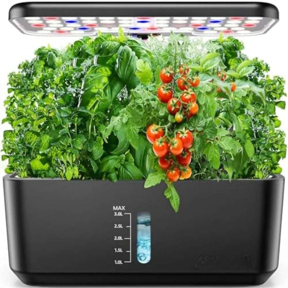 Indoor Garden Hydroponic Planting System, 10 Plant Germination Kits, Countertop with LED Growth Lights