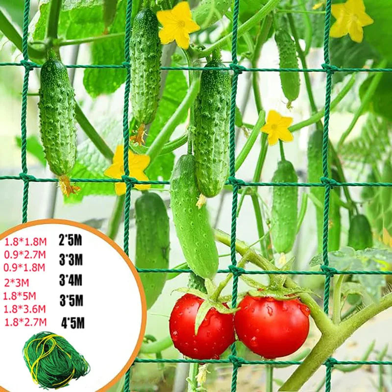 Green Nylon Garden Trellis Netting for Climbing Plants Heavy Duty Mesh Net for Cucumber Tomato Grapes Gardening Accessories
