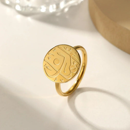 Arabic Calligraphy Ring Stainless Steel Arabic WoMen's Jewelry for WoMen's Gift