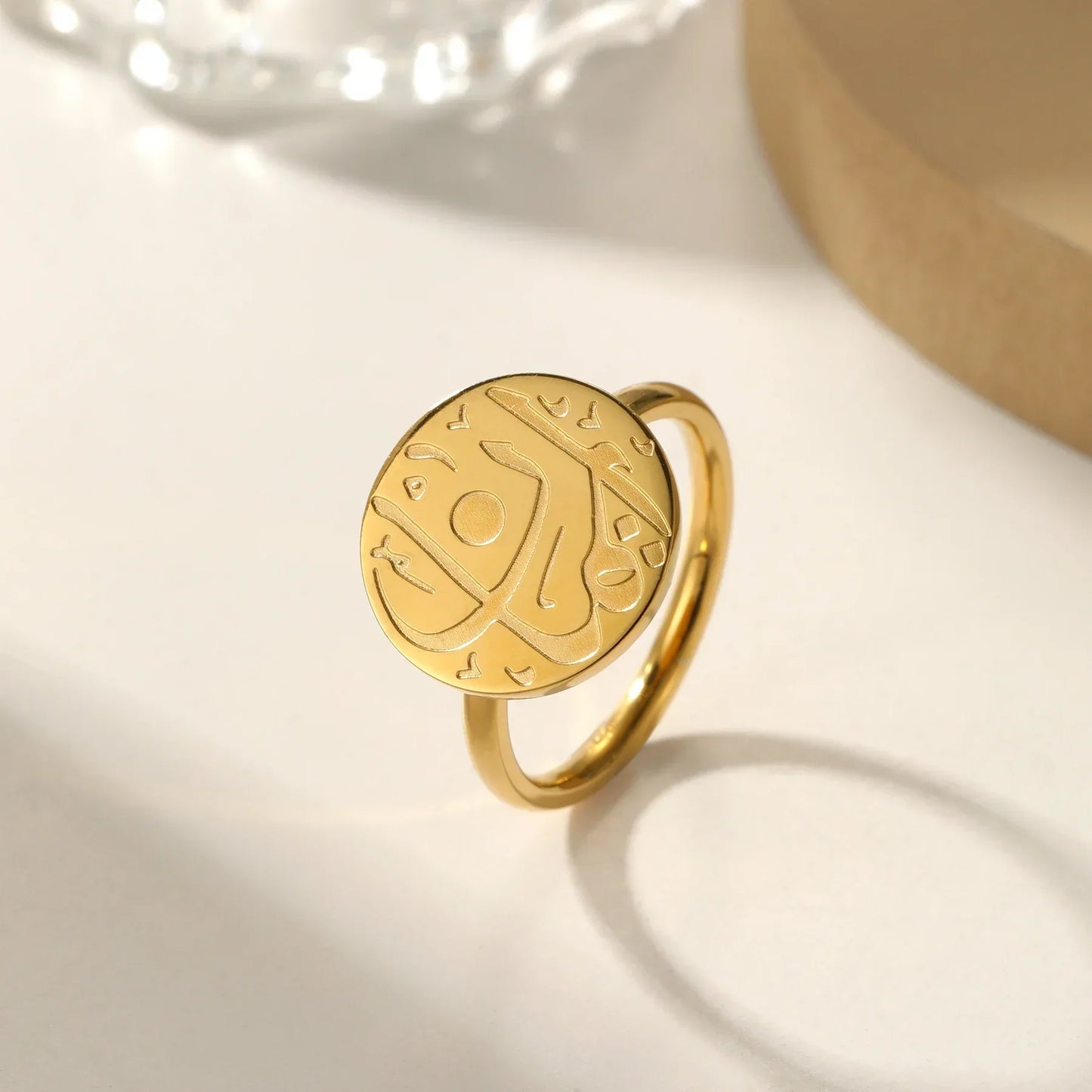 Arabic Calligraphy Ring Stainless Steel Arabic Women Jewelry for Women Gift