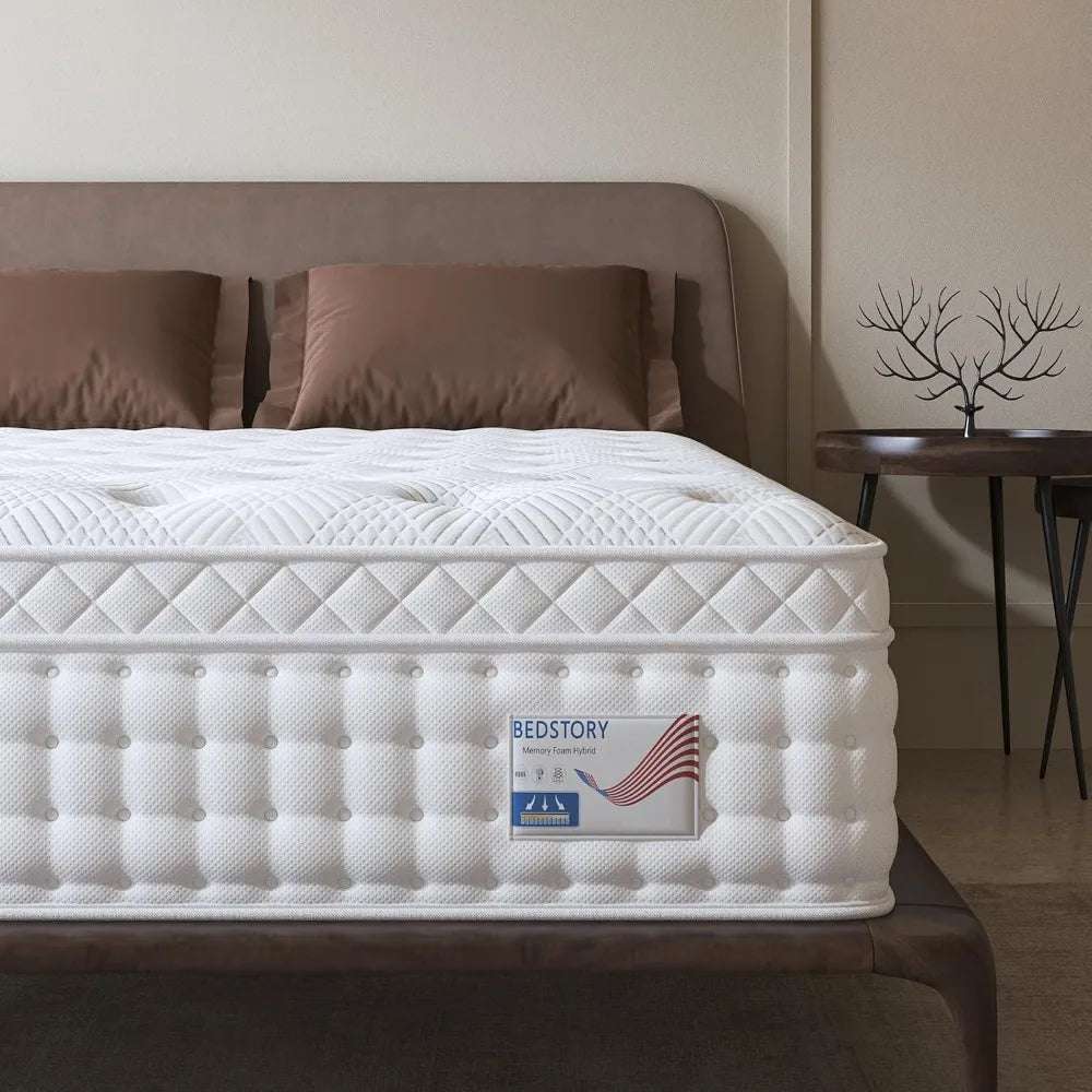Queen Mattress 14 ", Deep Sleep Mattress- Memory Foam Hybrid Mattress, Fiberglass Pocket Spring Bed Mattress In A Box