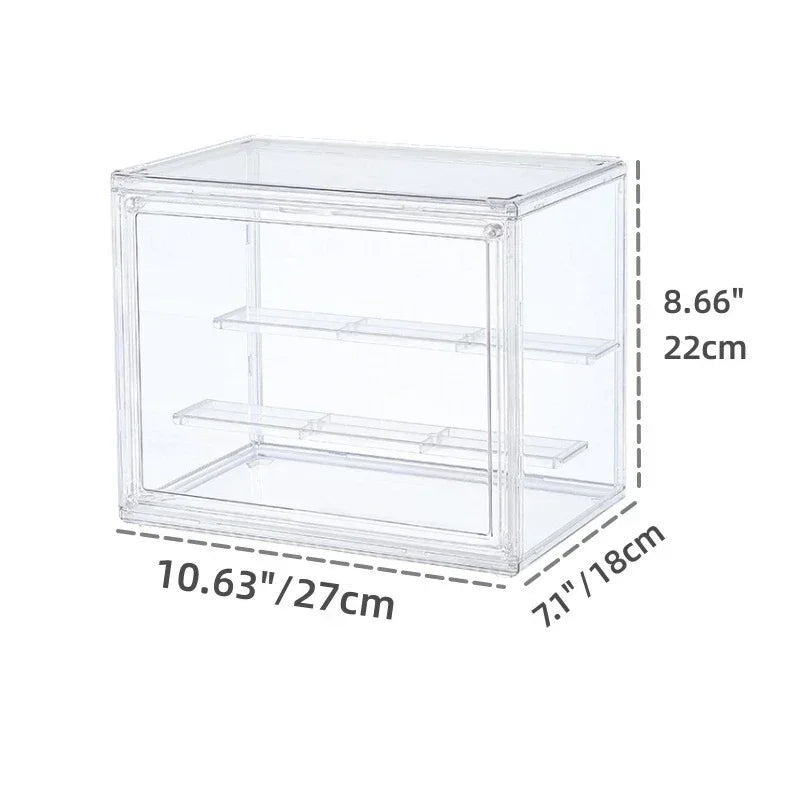 Clear Display Box Stackable Plastic Dustproof Storage Bins Figures Display Collectibles Bag Cosmetic Show Case With Interlayers