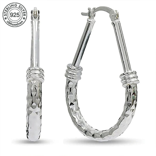 925 Silver, Textured Earrings, Women Earrings, Classic Italian Design Diamond Cut Textured Earrings, Engagement and Wedding Co