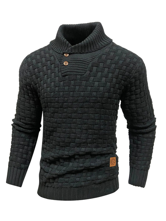 Mens Knitted Sweater Casual Crew Neck Warm Long Sleeve Comfortable Pullover Textured Ribbed Edge High Quality Top US Size