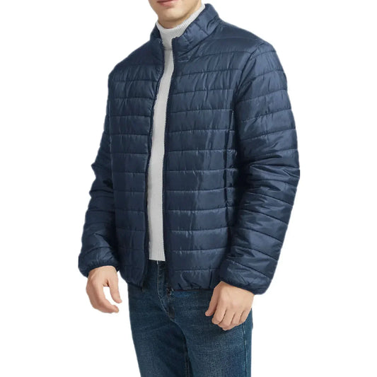Men'S Autumn And Winter Fashion Casual Solid Color Zipper Stand Pocket Hoodless Down Cotton Padded Coat Men'S Jackets With Hood