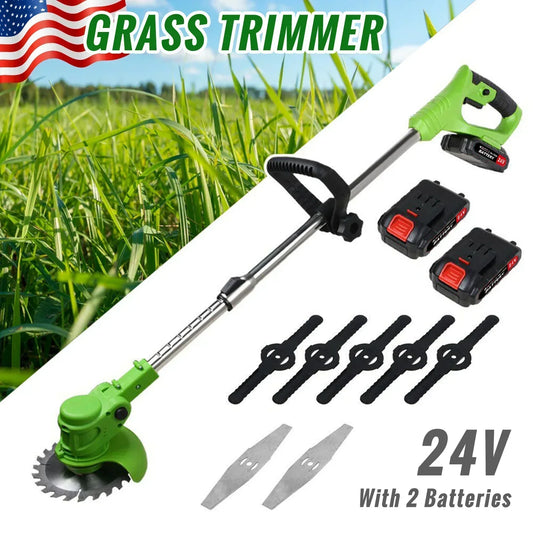 Weed Trimmer Lawn Electric Brushles 2-In-1 Cordless String Grass Trimmer Cutter Fast Charger With 2 Xbattery For Yard Garden