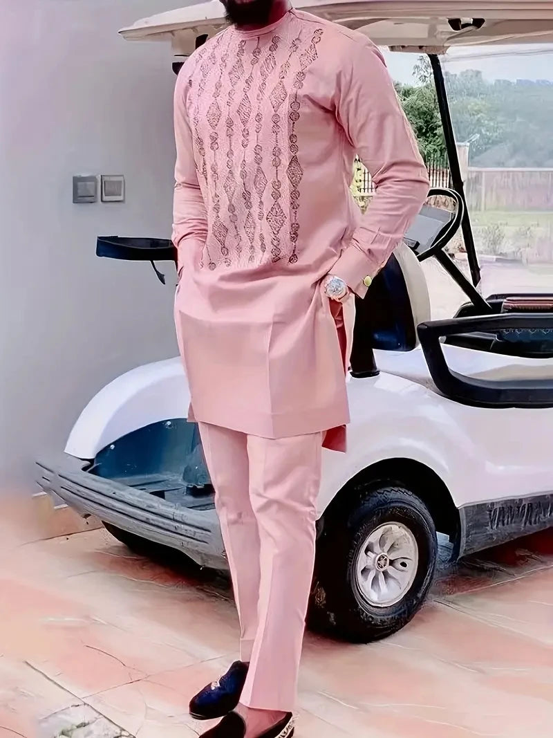 Men'S Fashion Casual Print 2-Piece Suit - Stylish Matching Set For Everyday And Casual Occasions
