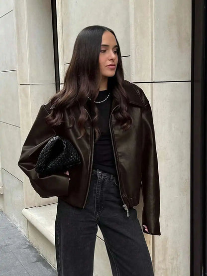 Women'S Vintage Matte Leather Motorcycle Jacket  Zipper Closure, 6 Colors, Sizes Xxs’Xl