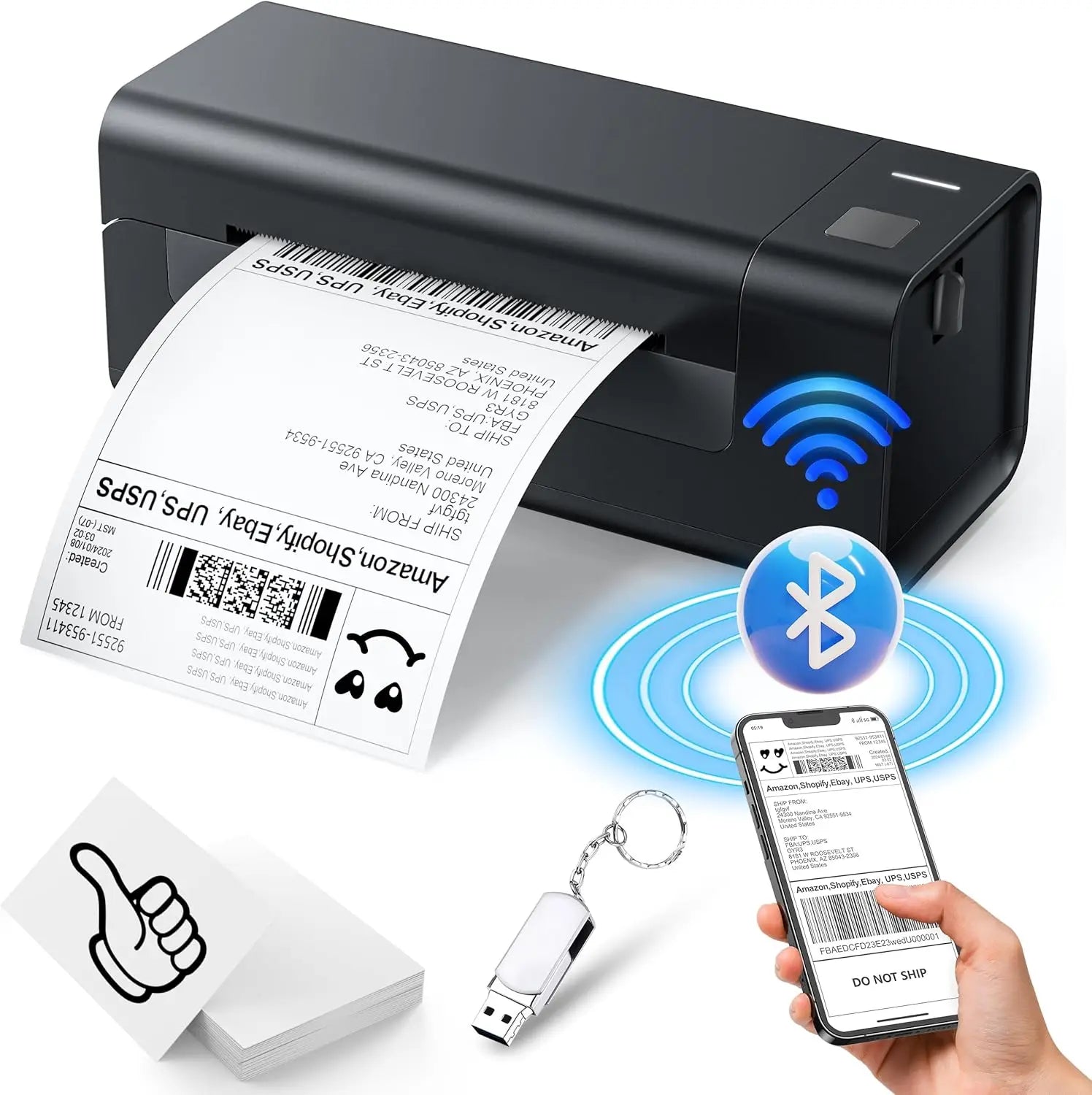 Thermal-Label-Printer-Shipping Label Printer for Small Business Bluetooth Thermal Printer 300mm/s Compatible Windows,Mac,iOS, An