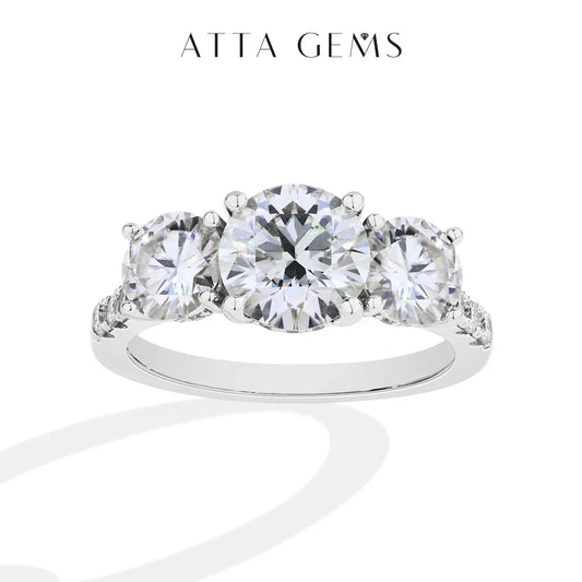 Attagems Full Moissanite Ring Round Cut Dvvs1 925 Sterling Silver For Women'S Engagemen'St Wedding Jewelry Gift Shipping From Theusa