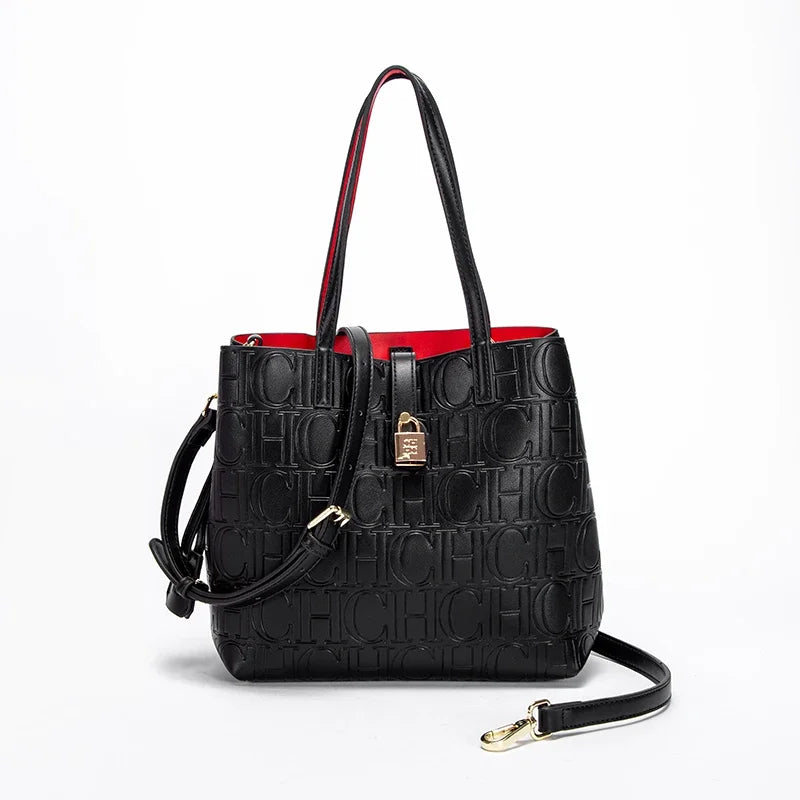Embossed Pattern Women Leather Bag Casual Designer Shoulder Bag Fashionable Versatile Niche Design