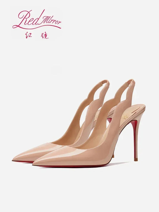 2025 New Pointed Naked High Heels for Women, Fine Heels, Lacquered Leather Headbands, Air Quality Ladies Sandals 33-46