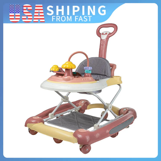 Free Shipping Preschool Walker Baby Walker With Sunshade And Anti Rollover Anti Rollover Adjustable Rocking Help Learning Walk