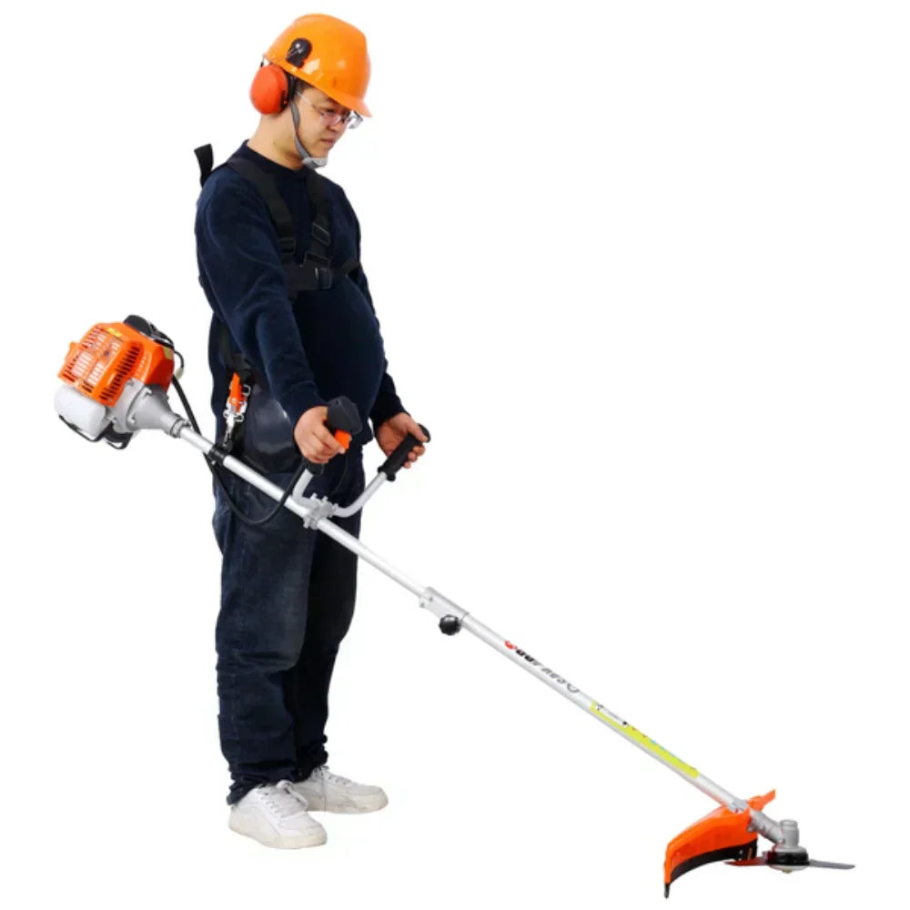 2 In 1 Weed Eater Gas Powered 52Cc Weed Eater/Wacker Gas Powered  String Trimme With 10'' Brush Cutter Rubber Handle & Shoulder