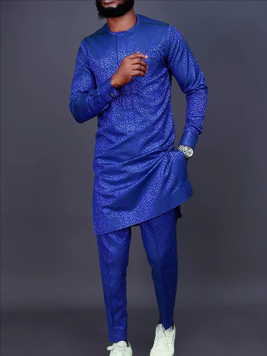 Men's fashion casual print two-piece suit