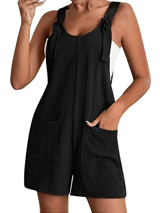 Women Casual Romper Shorts Solid Color Sleeveless Halter Short Jumpsuit Summer Clothes