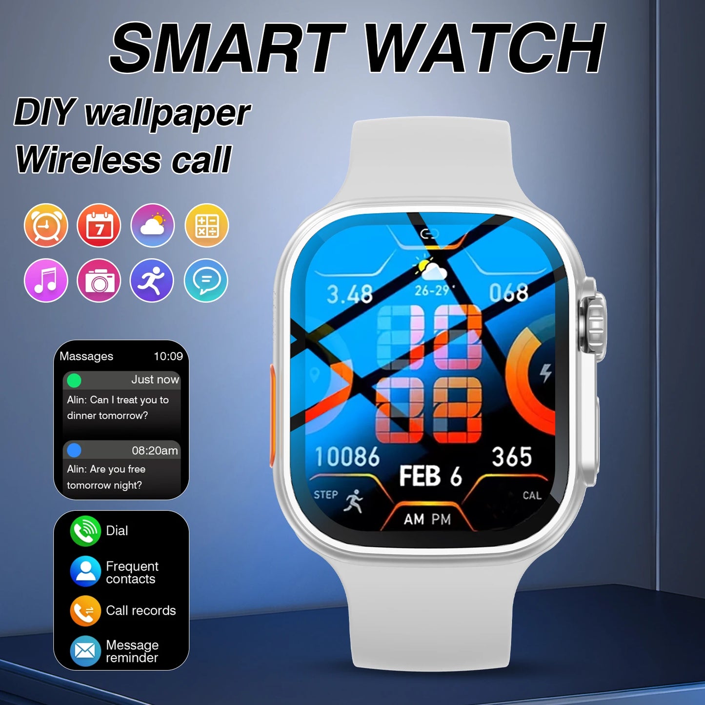 2025 Diy Wallpaper Smart Watch: Wireless Calling, Message Reminder & S