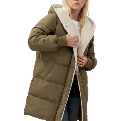 Women's Winter Warm Coats Sherpa Fleece Lined Long Hooded Puffer Jacket