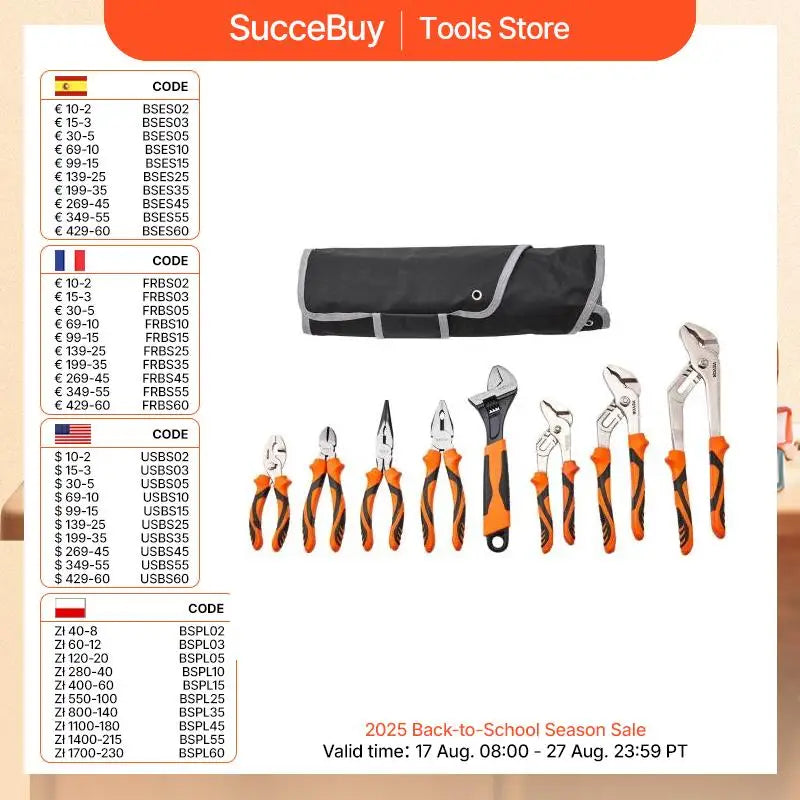 SucceBuy 8-Piece Pliers Set High Carbon Steel 12"/10"/8"Groove Joint Pliers 8"Linesman's Pliers 6"Slip Joint Pliers and Tool Bag