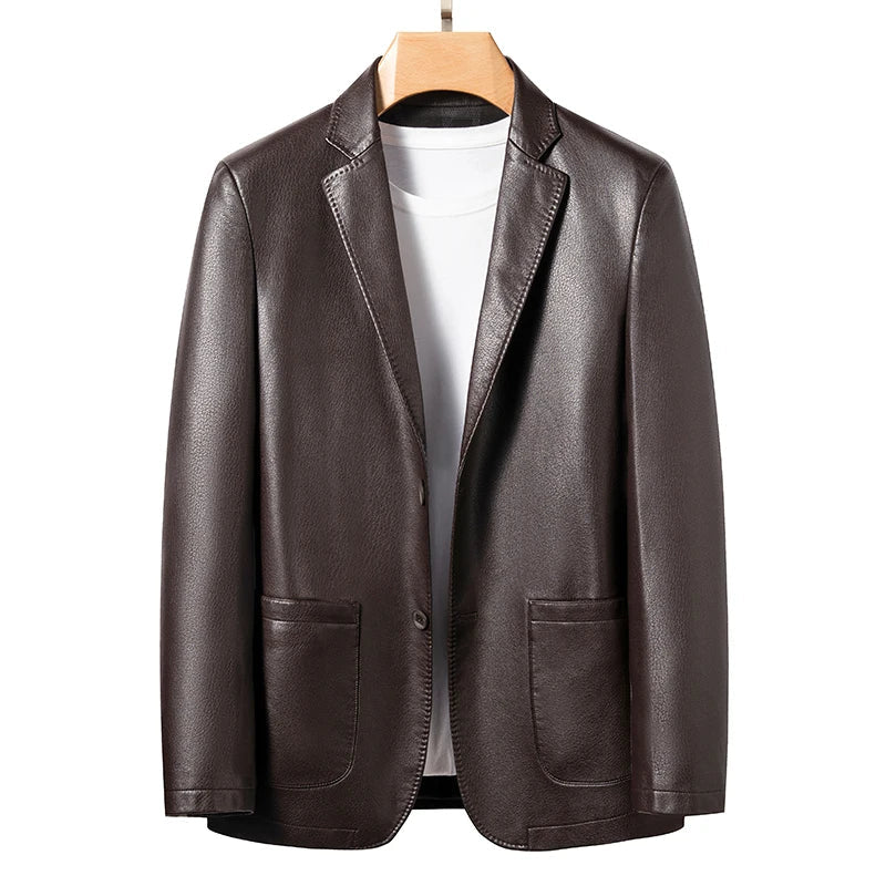 YN-2330 Natural Sheep Leather Casual Suit Men's Jacket Slim Spring and Autumn Thin Section Black Brown