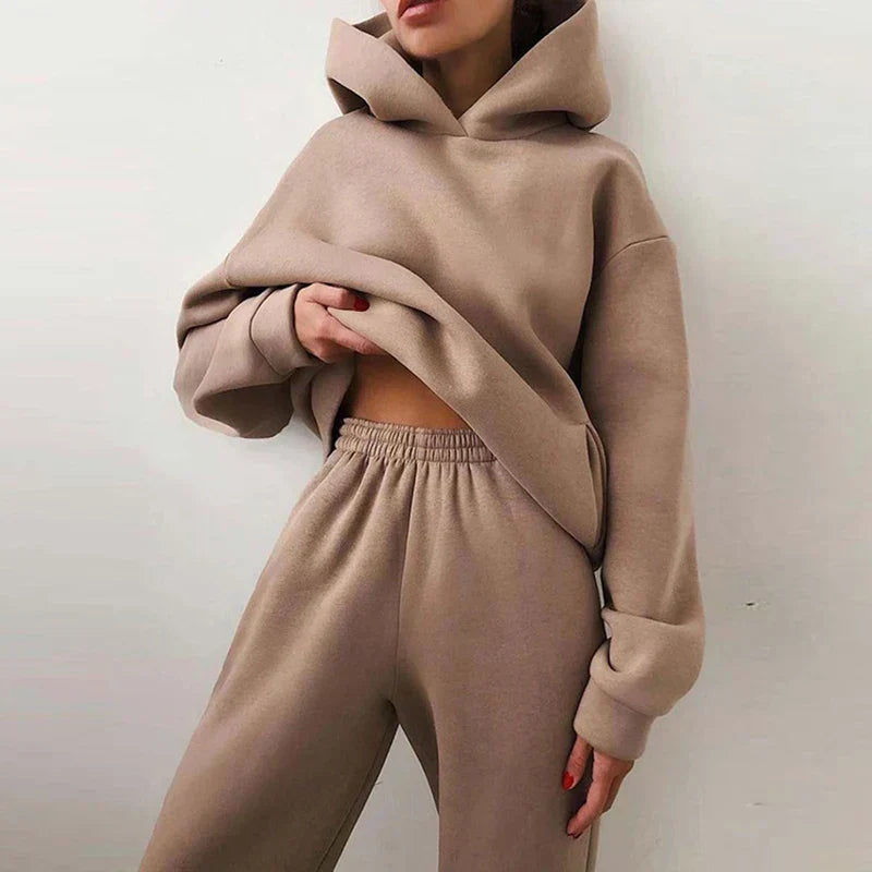 Winter Two Piece Sets Women'S Tracksuit Oversized Suit 2025 Autumn Trouser Suits Female Sweatshirt Solid Sports Hoodie Sportswear