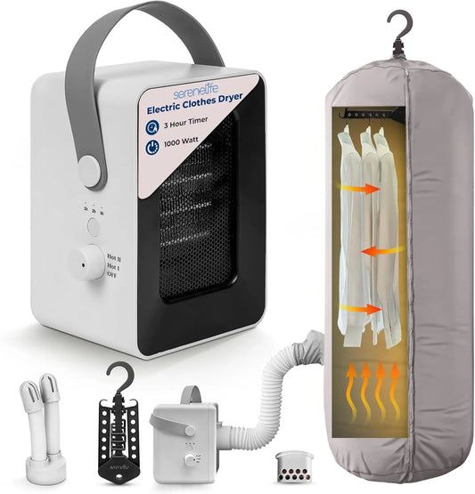 Electric Portable Clothes Dryer | 1000W Multi-Use Mini Heater & Aroma Diffuser For Home, Apartment, Dorm, Travel & Rv Camping