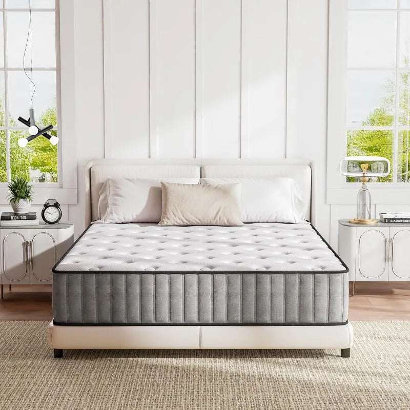 Mattress, 8 " Cooling-Gel Memory Foam And Pocket Spring Hybrid Mattress,Medium Firm Feel,Mattress In A Box