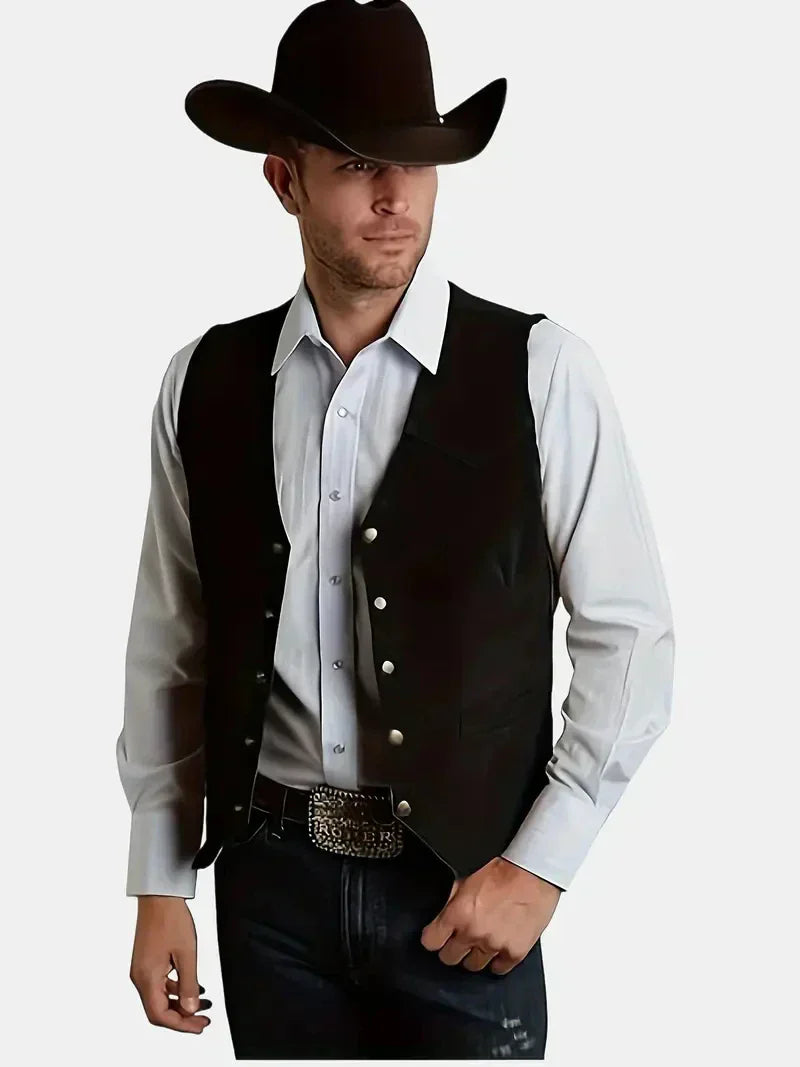 Men'S Vintage Suede Leather Vest  Slim Fit V-Neck Sleeveless Waistcoat, 4 Colors, Sizes Xs’Xxxl