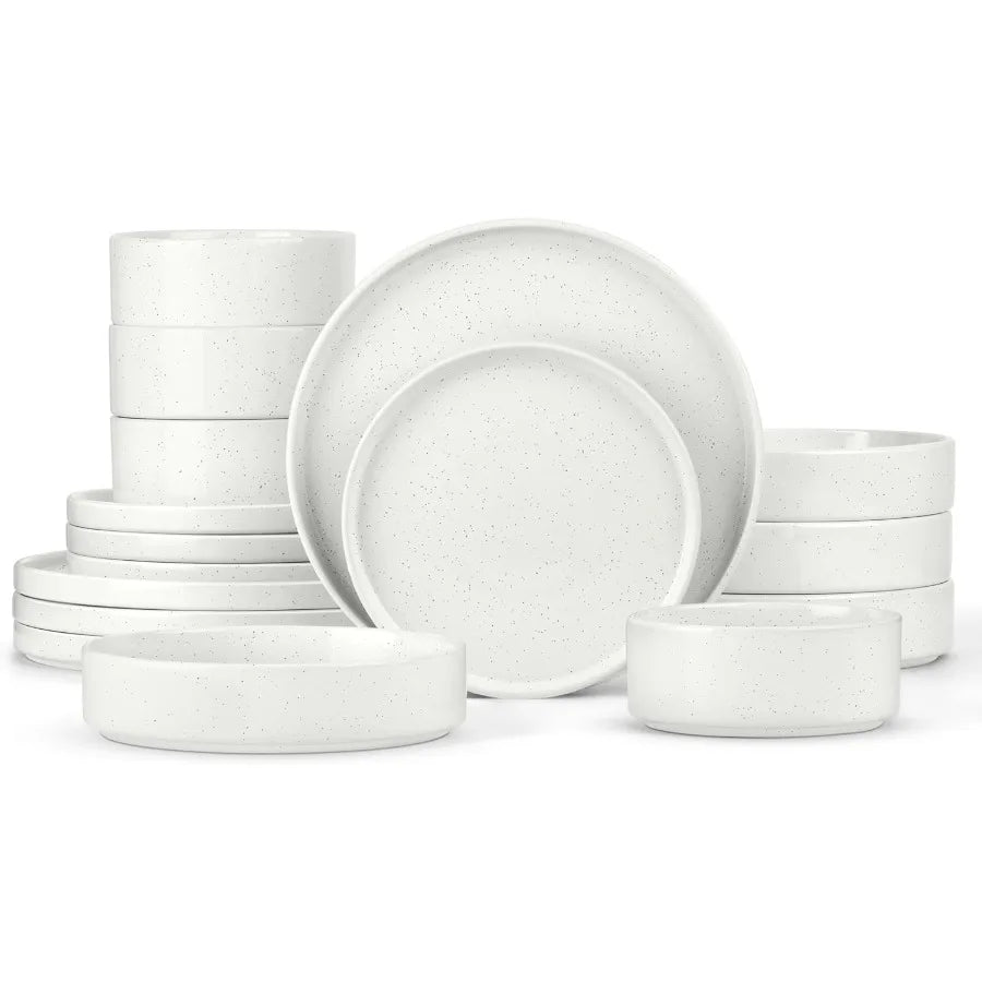 Dinnerware Sets With Pasta Bowls 16 Piece Plates And Bowls Set For 4 Stoneware Dinner Dishes For Kitchen Dining Dishwasher And