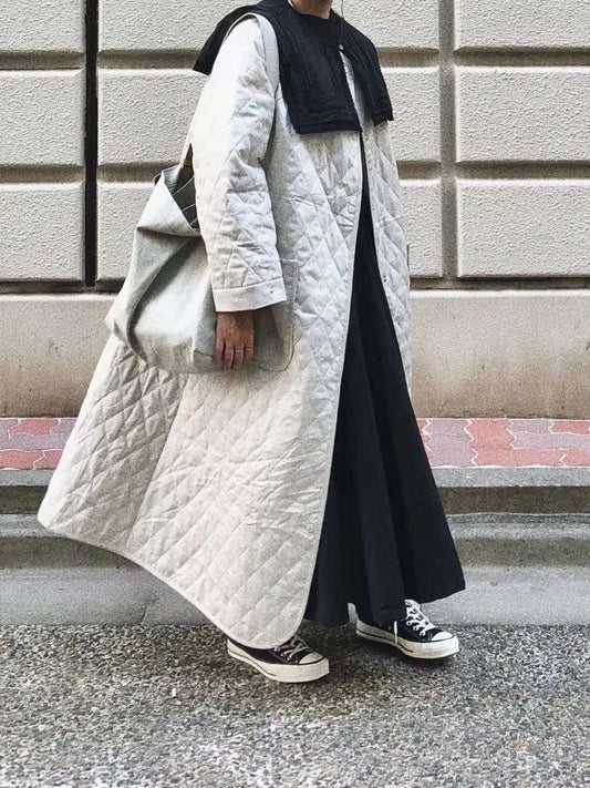 Loose Long Casual Women'S Plaid Jacket Women'S Winter Coat 2025 Fashion Half Season Solid Color Women'S Padded Parka Coat Thin