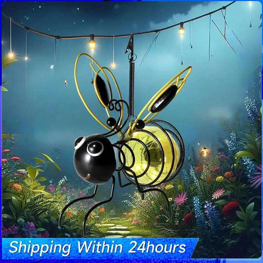Outdoor Hanging Bee Solar Light Decor Outdoor Statues Figurine Lights Decorations Solar Fairy Lights Hanging Flying Insects Lamp