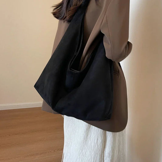 Womenuede Shoulder Bag with Pocket Underarm Bag Trendy Hobo Bag Slouchy Bag for Work Travel Shopping