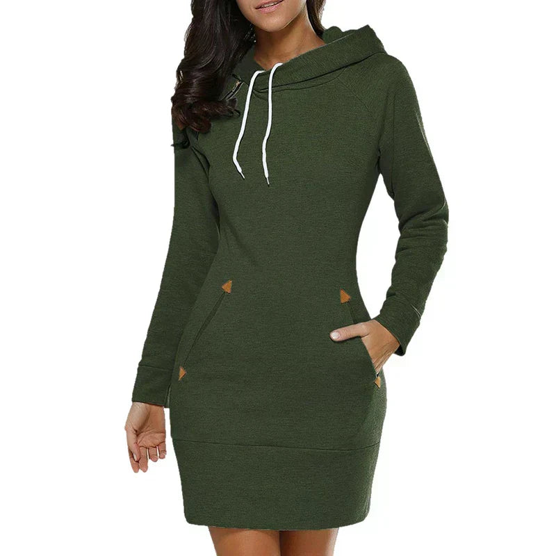 Women Long Sweatshirt Hoodie - Pullover Hooded Shirt