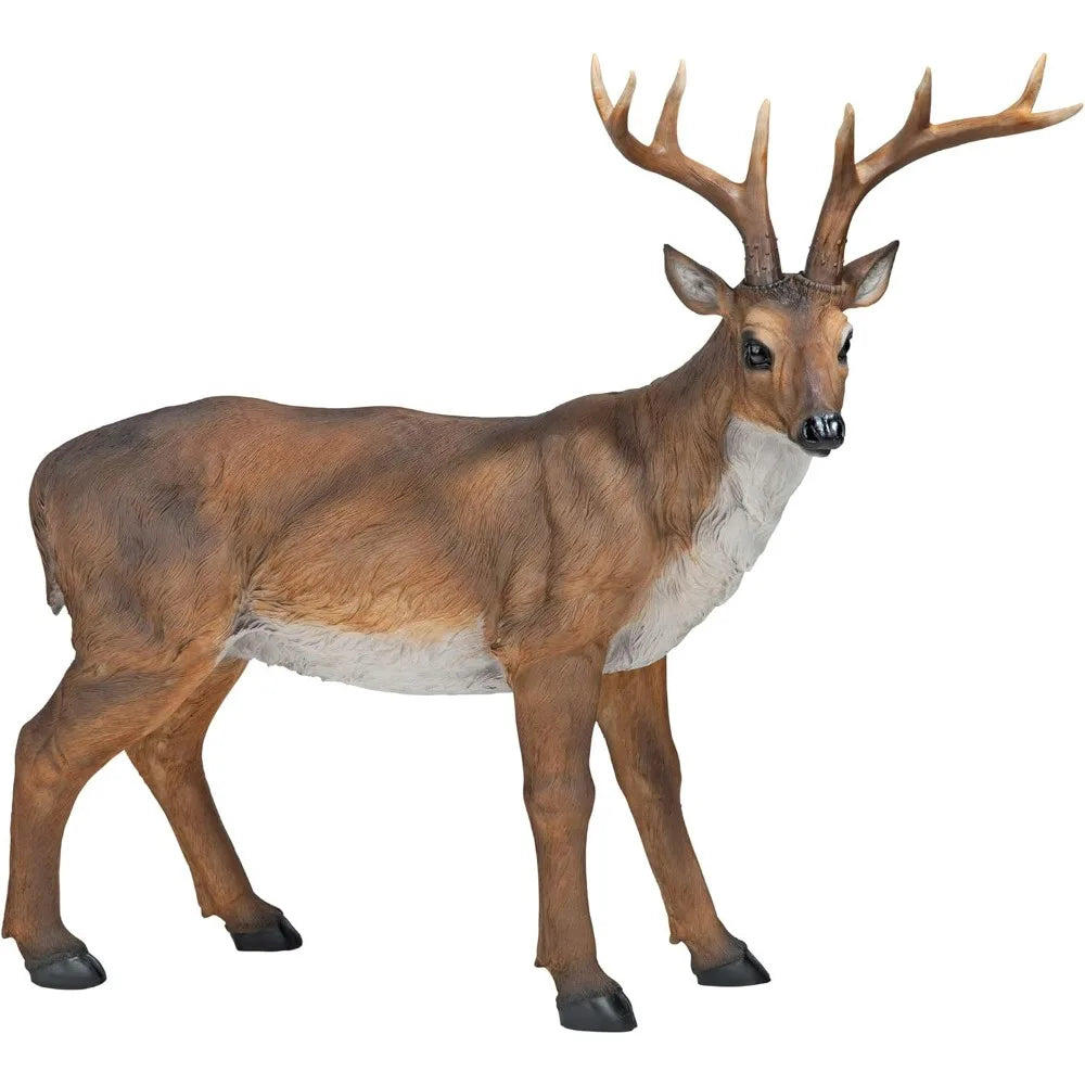 Large Deepr And Stag Indoor/Outdoor Garden Bait Animal Statue, 28 "Es Long And 24 "Es , Hand Cast Resin, Brown Finish