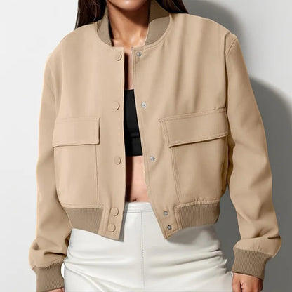 2024 Woman Bomber Jacket Coat White Autumn Winter Button Baseball Avia