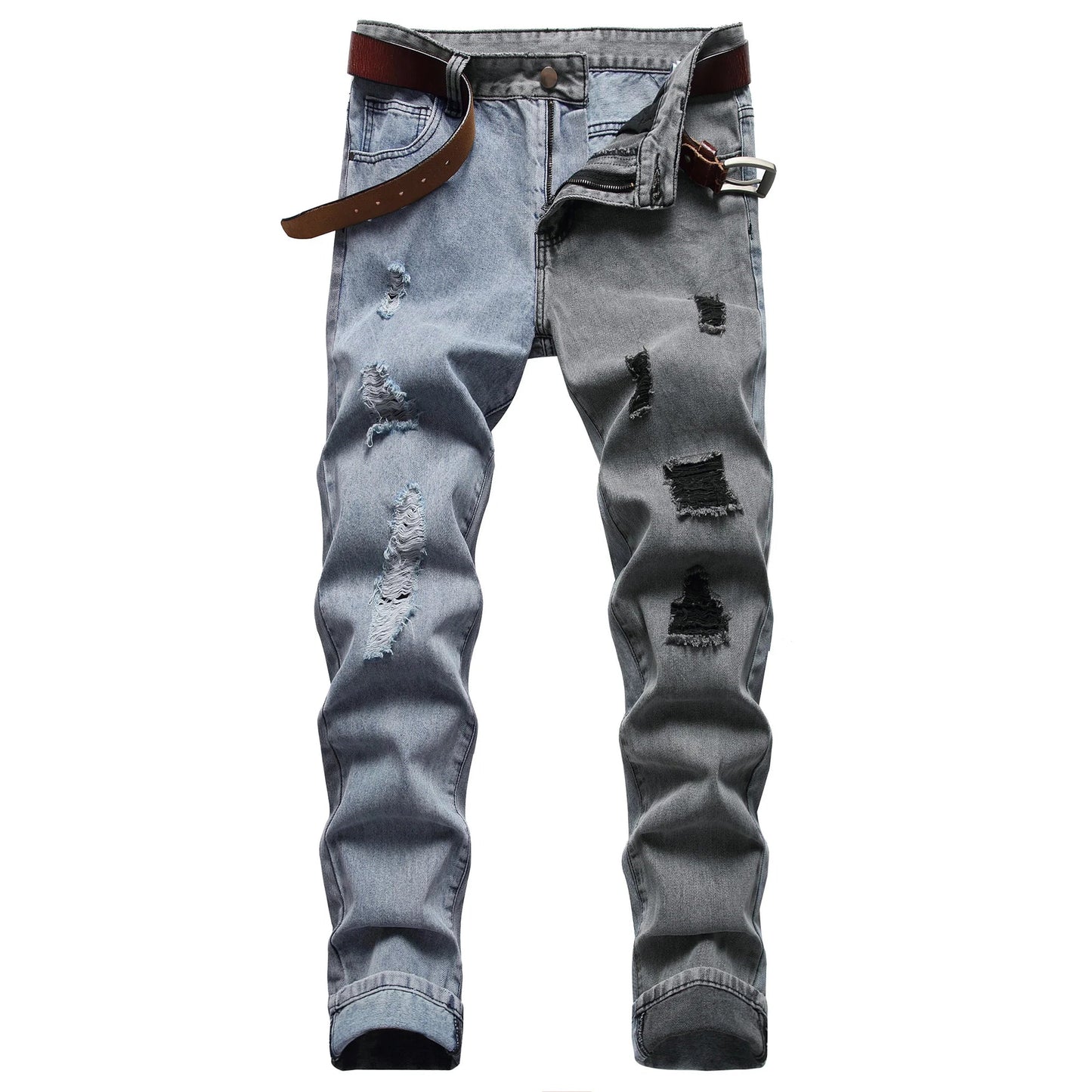 Men's ripped jeans Slim casual two-tone jeans Men's ripped jeans Men's ripped jeans