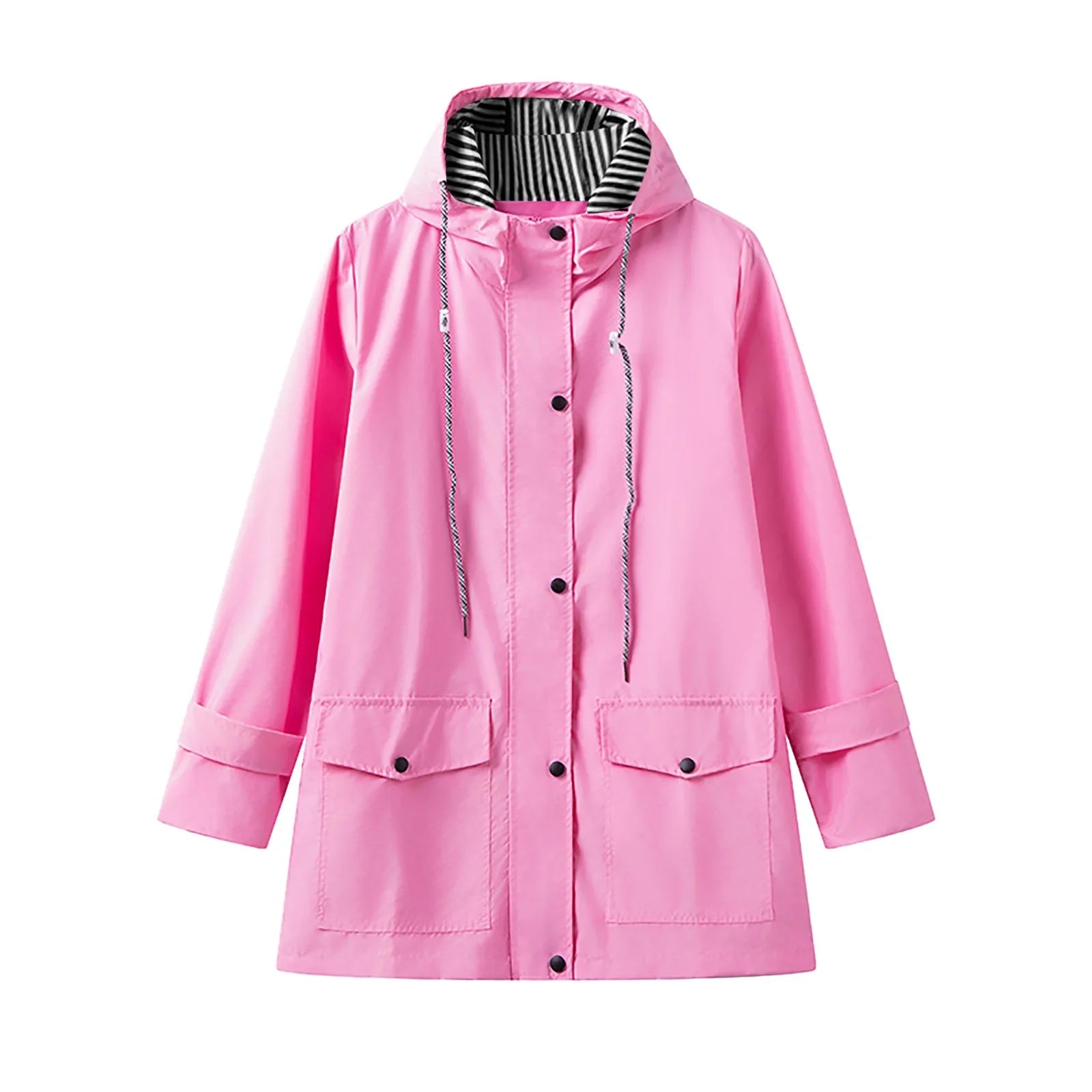 New Fashion Loose Solid Color Hooded Coats Long Windbreaker Coats With Pockets Lightweight Travel Trench Raincoats Ropa De Mujer
