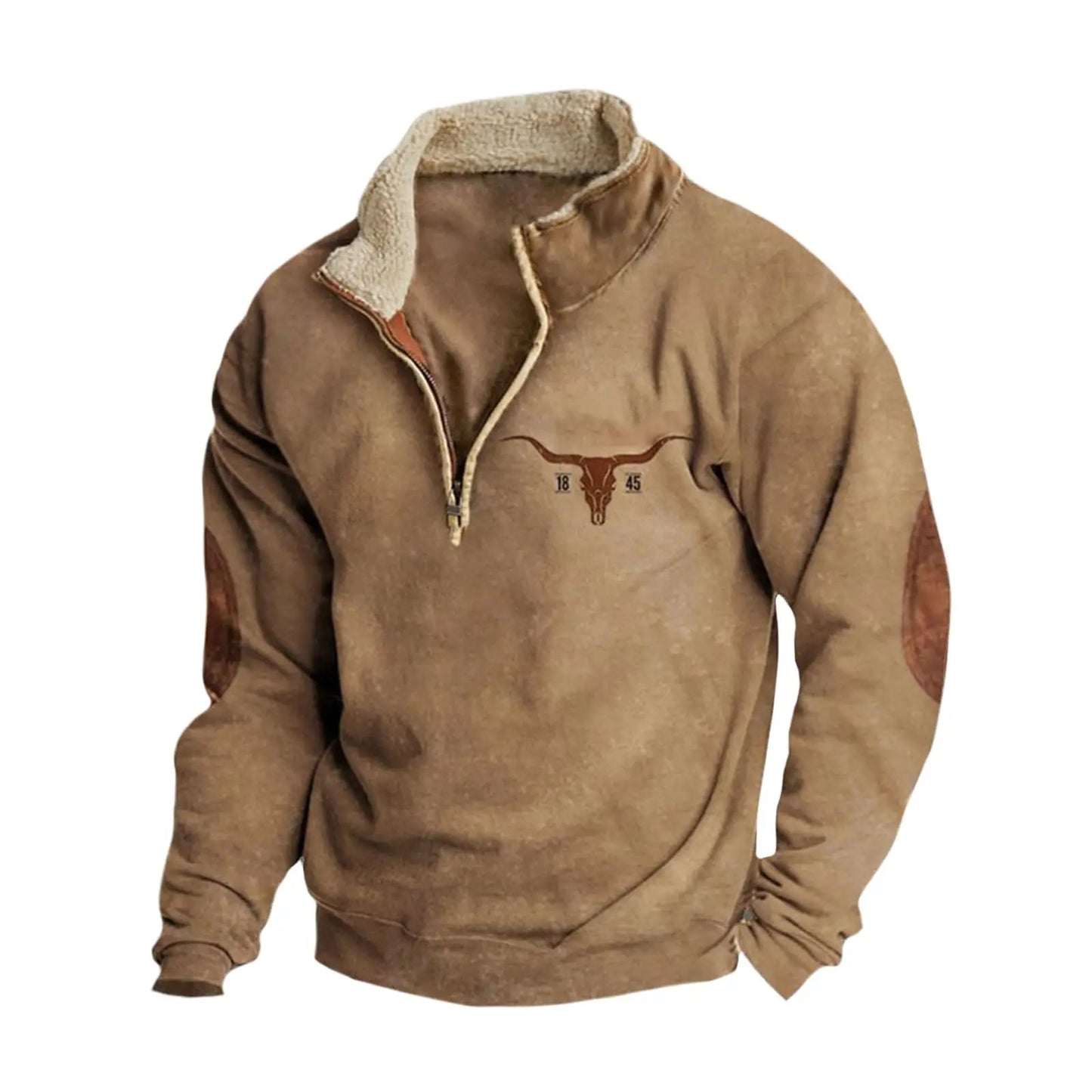 Men's Full-Zip Knit Sweatshirt — Turn-Down Collar, Casual Everyday Wear, Sizes S–XXXL