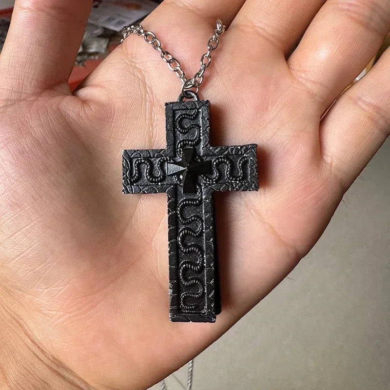 Delicate Hollow Cross Necklace “ Two-Tier Openable Design, Sterling Si