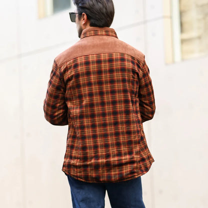 Men'S Winter Windproof Casual Coat - Plaid Sherpa Lined Flannel Outdoor Jacket